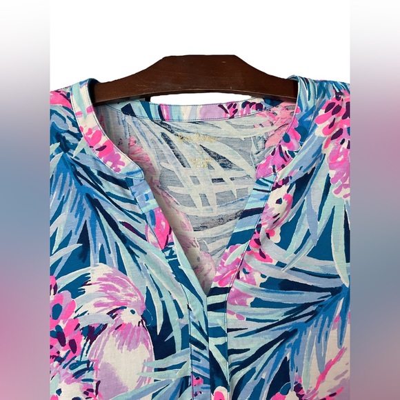 LILLY PULITZER Mr Peacock Blue Tweethearts Daphne Cotton Dress EUC Size Small - Picture 3 of 6